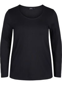 Ensfarget basisbluse i bomull
