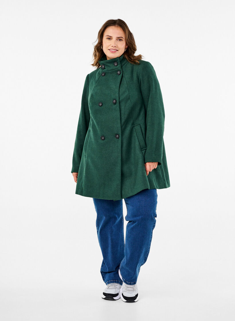 Kort A-linje kåpe, Trekking Green Mel., Model image number 3