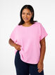 Bluse med korte ermer og rund hals, Rosa, Model image number 0