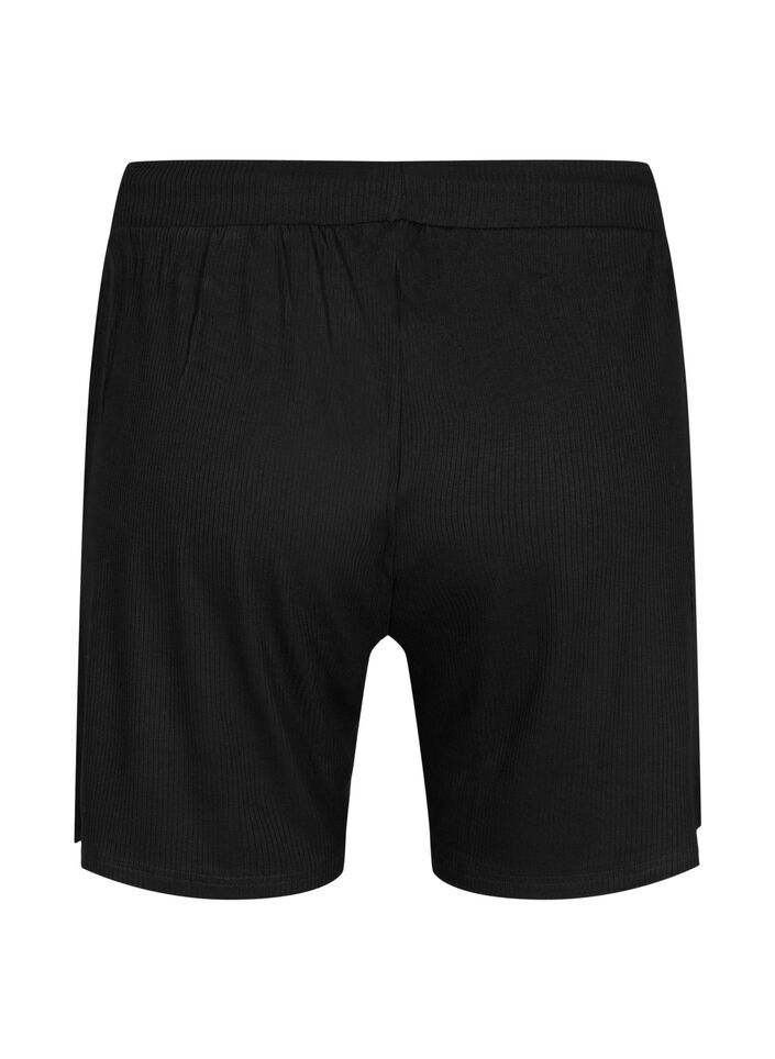 Løs shorts i viskose med ribb, Black, Packshot image number 1