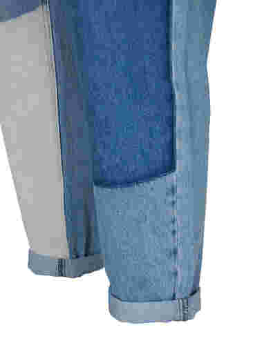 Mille mom fit jeans med colorblock, Blue Denim Comb, Packshot image number 3