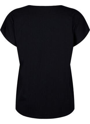 T-skjorte med V-hals og brystlomme, Black, Packshot image number 1