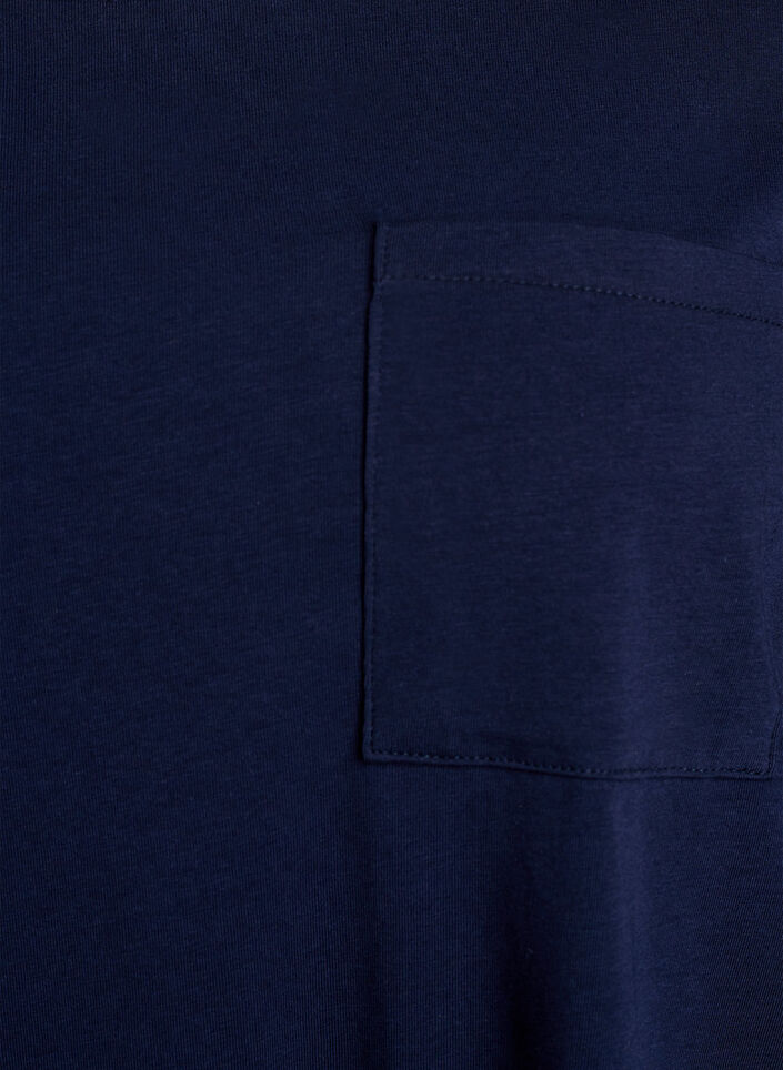 Langermet pyjamatopp i myk bomullsjersey, Bl&aring;, Packshot image number 2