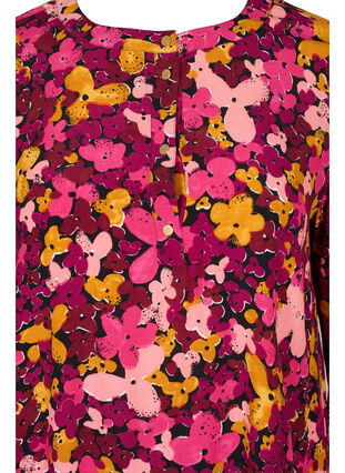 Blomstrete viskosekjole med 3/4-ermer, Hot Pink Flower, Packshot image number 2