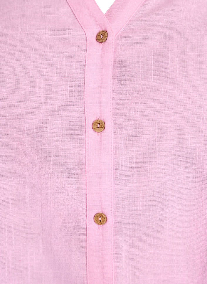 Bluse i bomull med V-hals, Rosa, Packshot image number 2