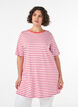 Lang oversized stripete T-skjorte i &oslash;kologisk bomull, Lilla, Model image number 0