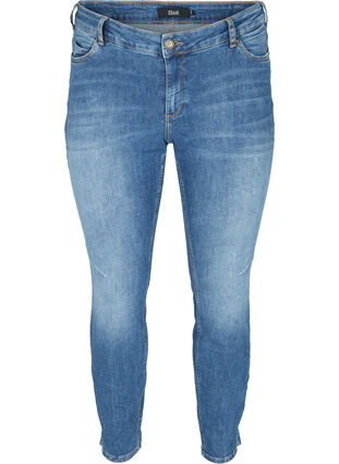 Sanna jeans med splitt ved foten, Dark blue denim, Packshot image number 0