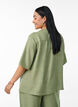 Skjortebluse med V-hals eog korte ermer, Grønn, Model image number 2
