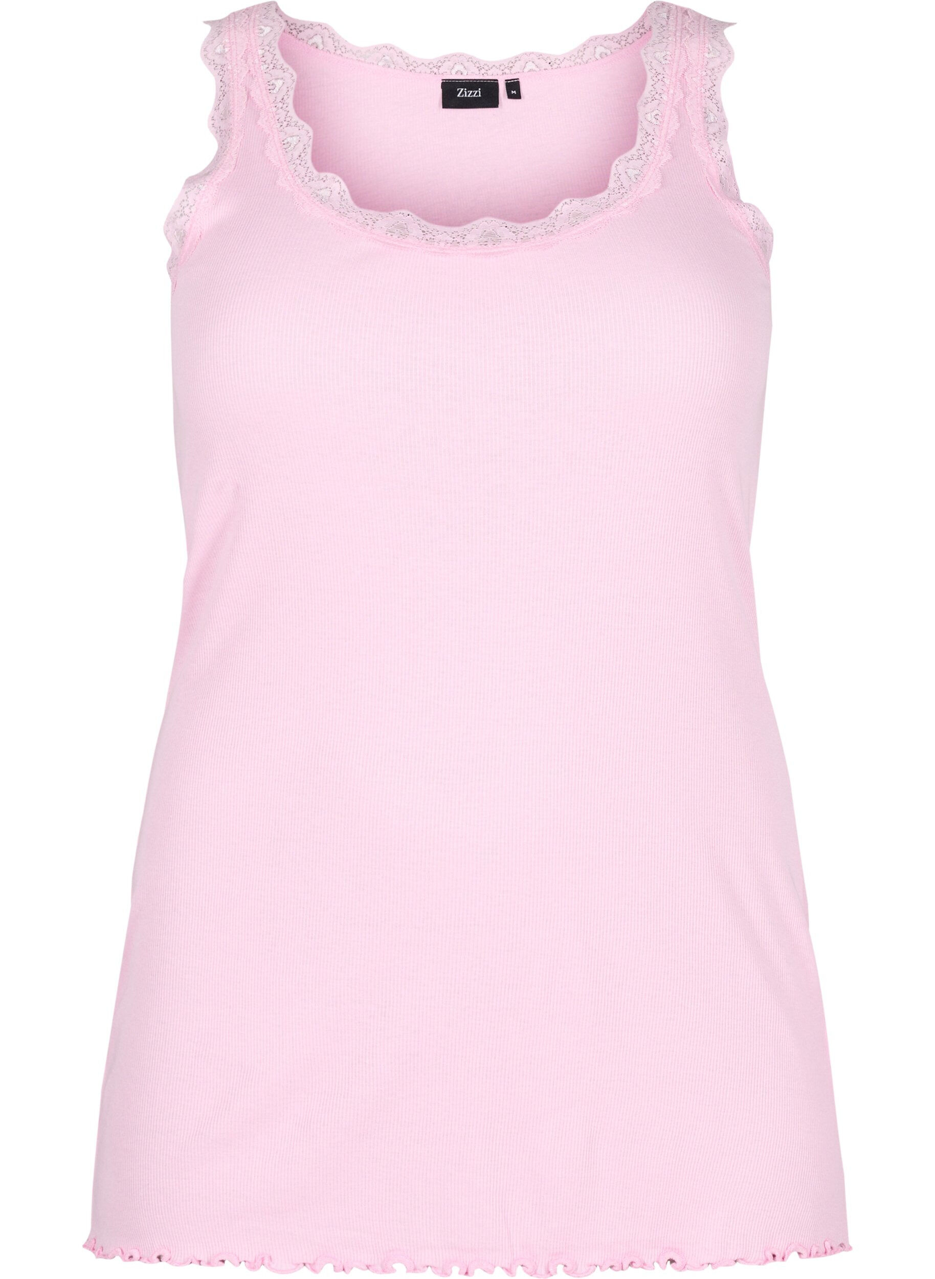 ZizziTopp med blondekant, Rosa, Packshot image number 0