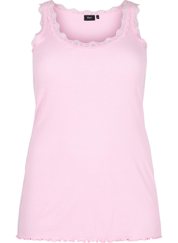 Topp med blondekant, Rosa, Packshot image number 0