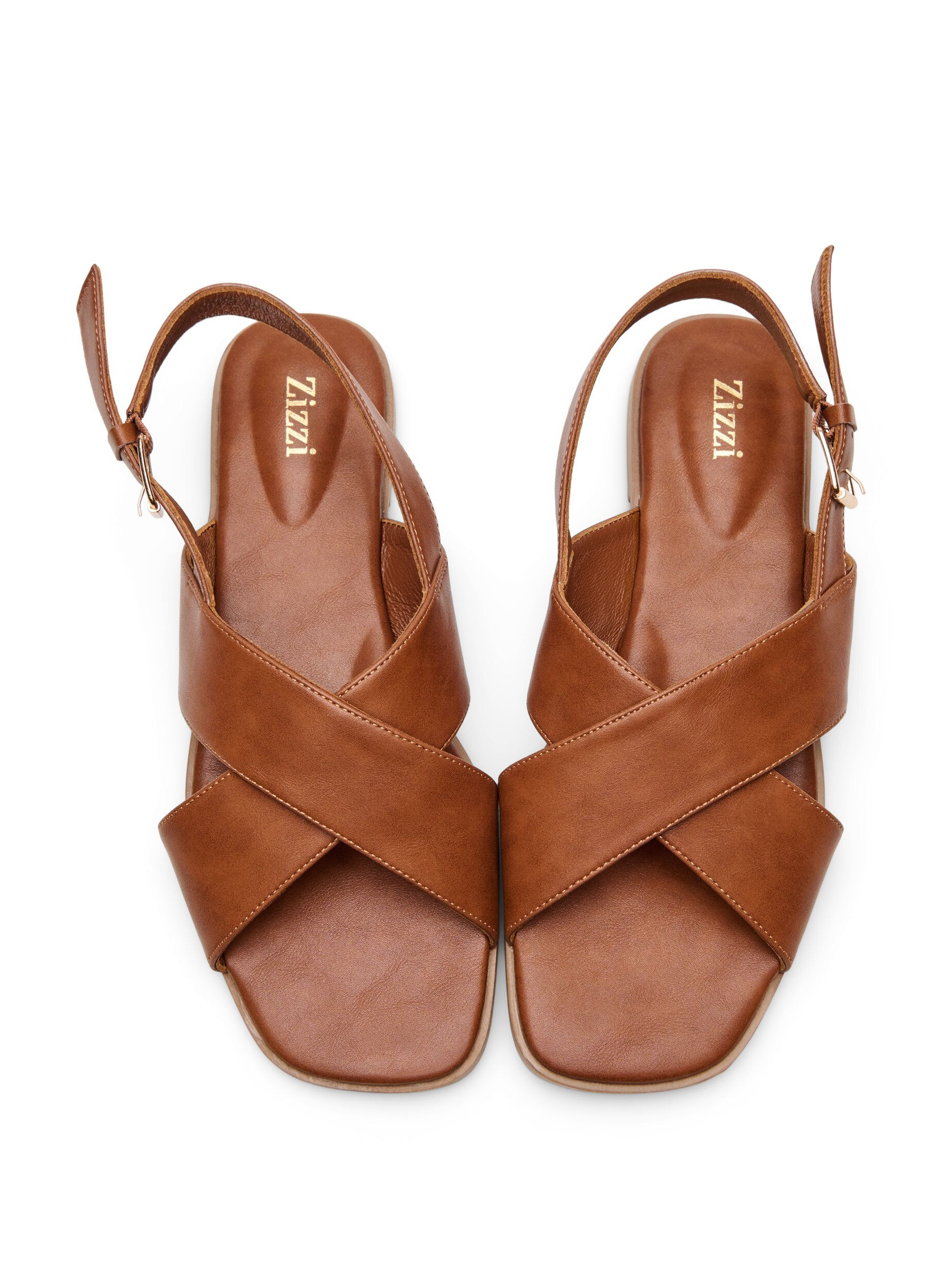 Zizzi Skinnsandal med kryssremmer, Brun, Model image number 0