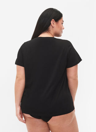 T-skjorte i bomull med trykk og korte ermer, Black Take The Time, Model image number 1
