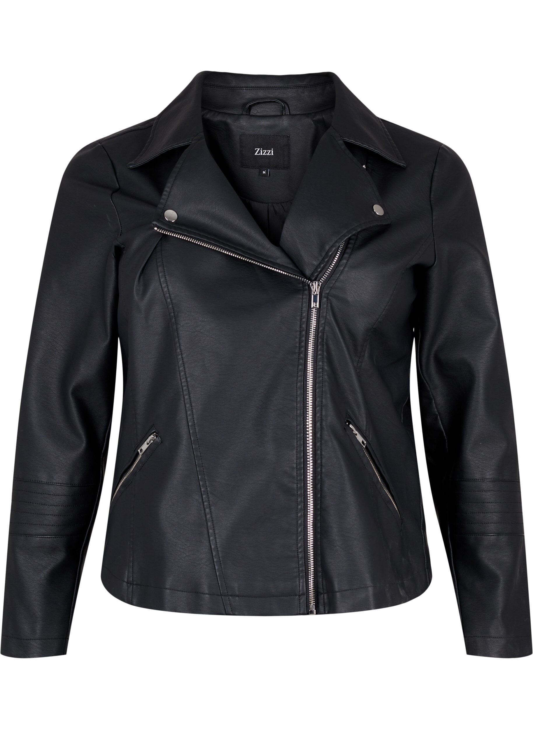 Biker jakke i imitert skinn