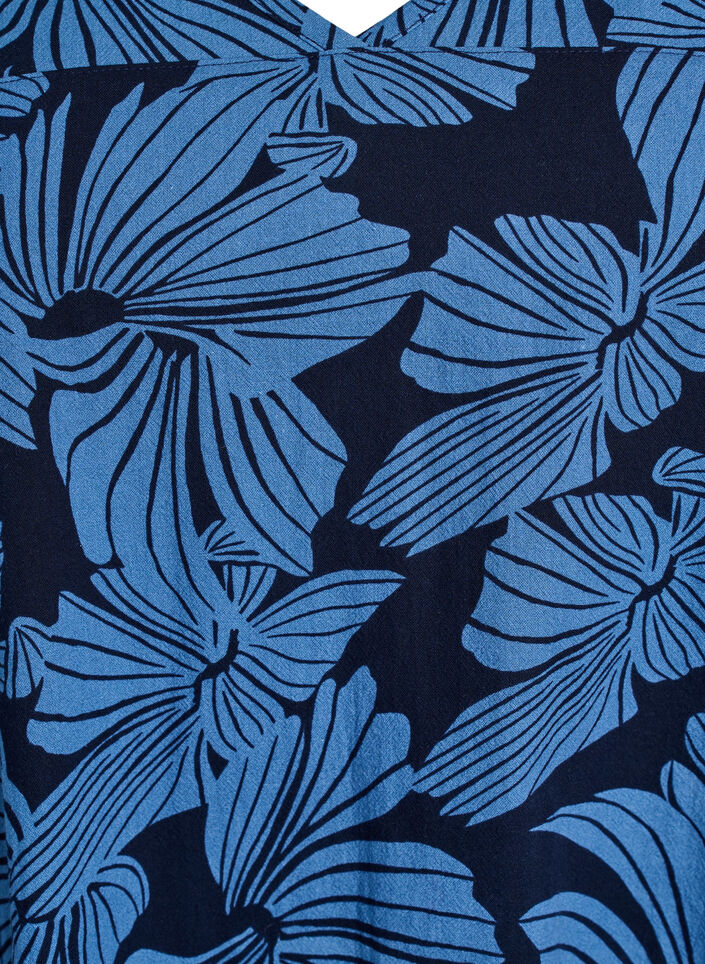 Kort A-linje kjole med blomstertrykk, Bl&aring;, Packshot image number 2