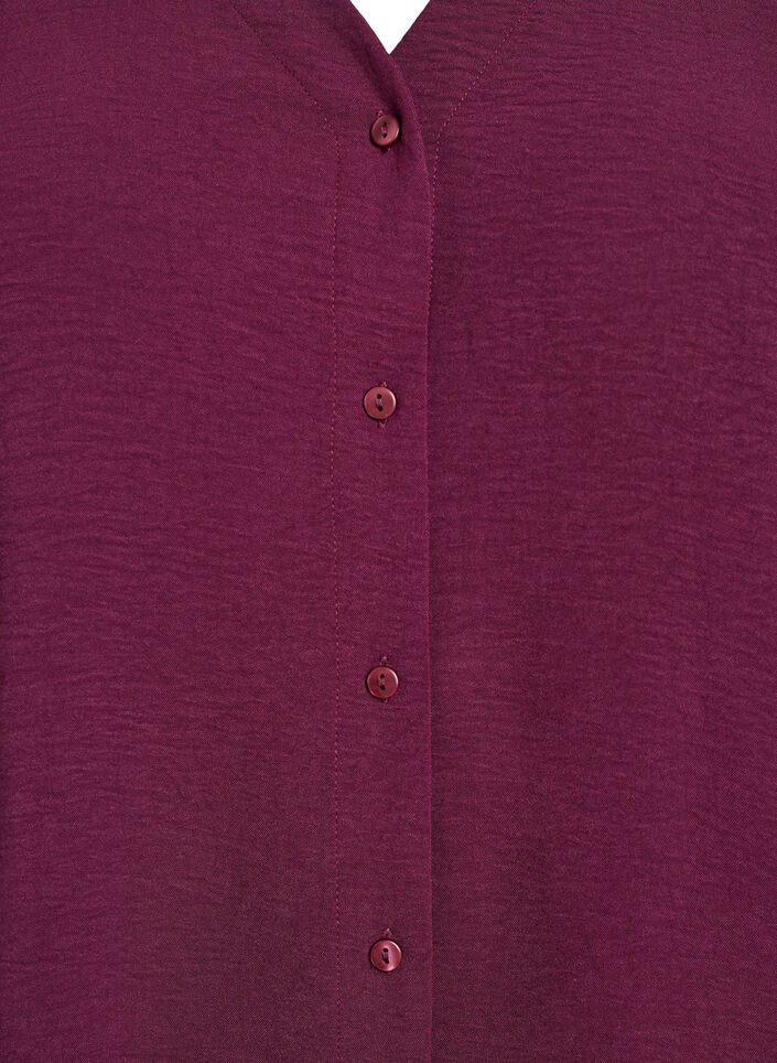 Skjortebluse med v-hals og 3/4 ermer, R&oslash;d, Packshot image number 2