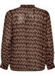 Bluse med heldekkende trykk og kort knappestolpe, Brun, Packshot image number 1