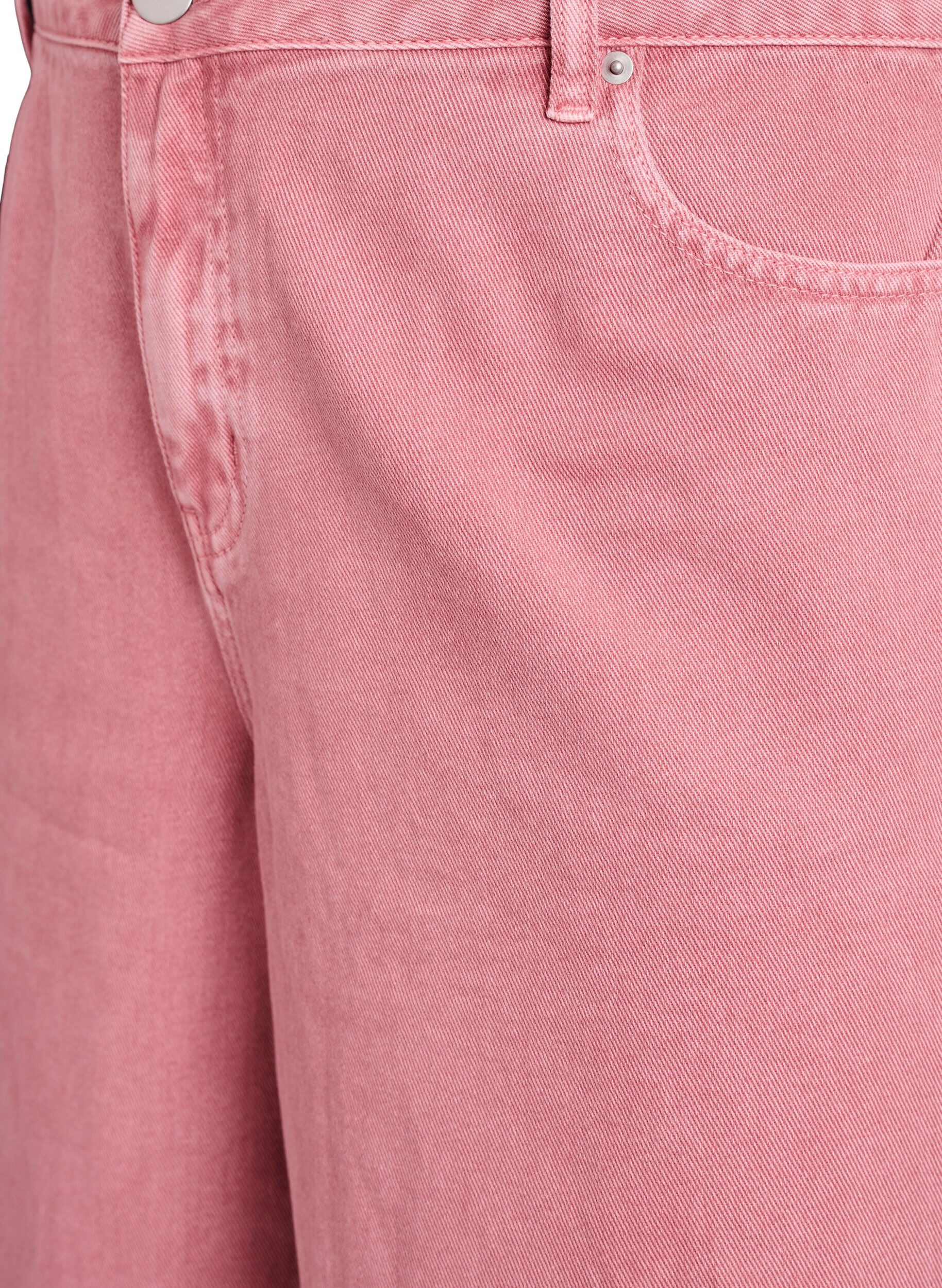 Zizzi Bermudashorts i farget denim med h&oslash;y midje, Rosa, Packshot image number 2