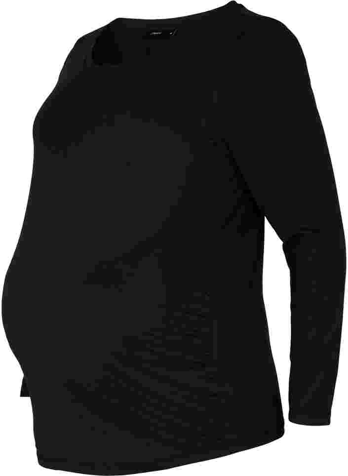 Basis genser til gravide med lange ermer, Black, Packshot image number 0