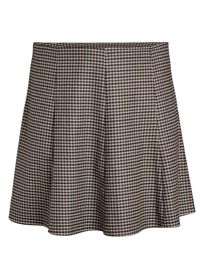 Kort A-line skjørt, Brown Check, Packshot