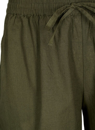 Løse shorts i bomullsmiks med lin, Forest Night, Packshot image number 2