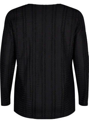 Zizzi Langermet bluse med tekstur, Black, Packshot image number 1