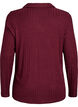 Strikkebluse med krage og flettemønster, Mørk Bordeaux, Packshot image number 1