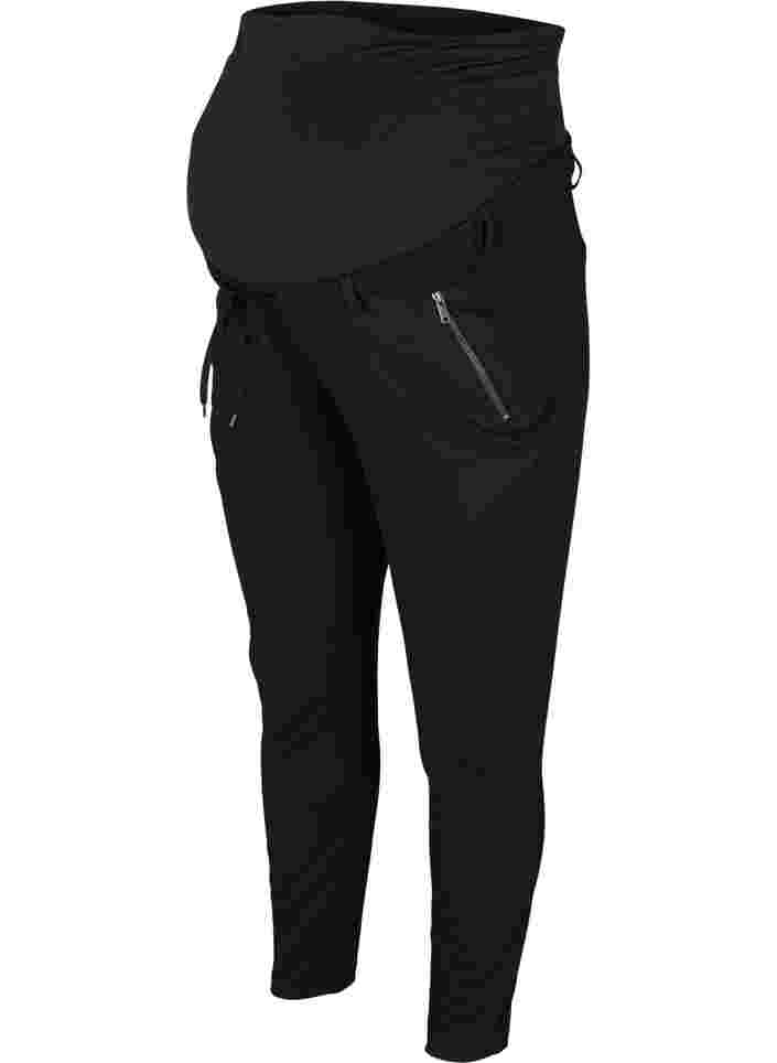 Maddison bukser til gravide med glidelås, Black, Packshot image number 0