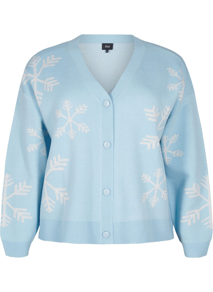 Julestrikket cardigan, Cerulean Comb, Packshot image number 0