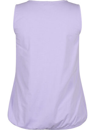 Bomullstopp med rund hals og blondekant, Lavender, Packshot image number 1