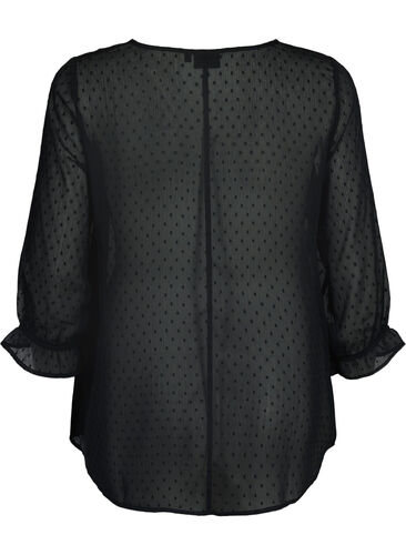 FLASH - bluse med 3/4-ermer og strukturmønster, Black, Packshot image number 1