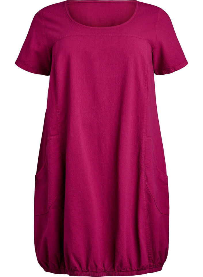 Kortermet bomullskjole, R&oslash;d, Packshot image number 0