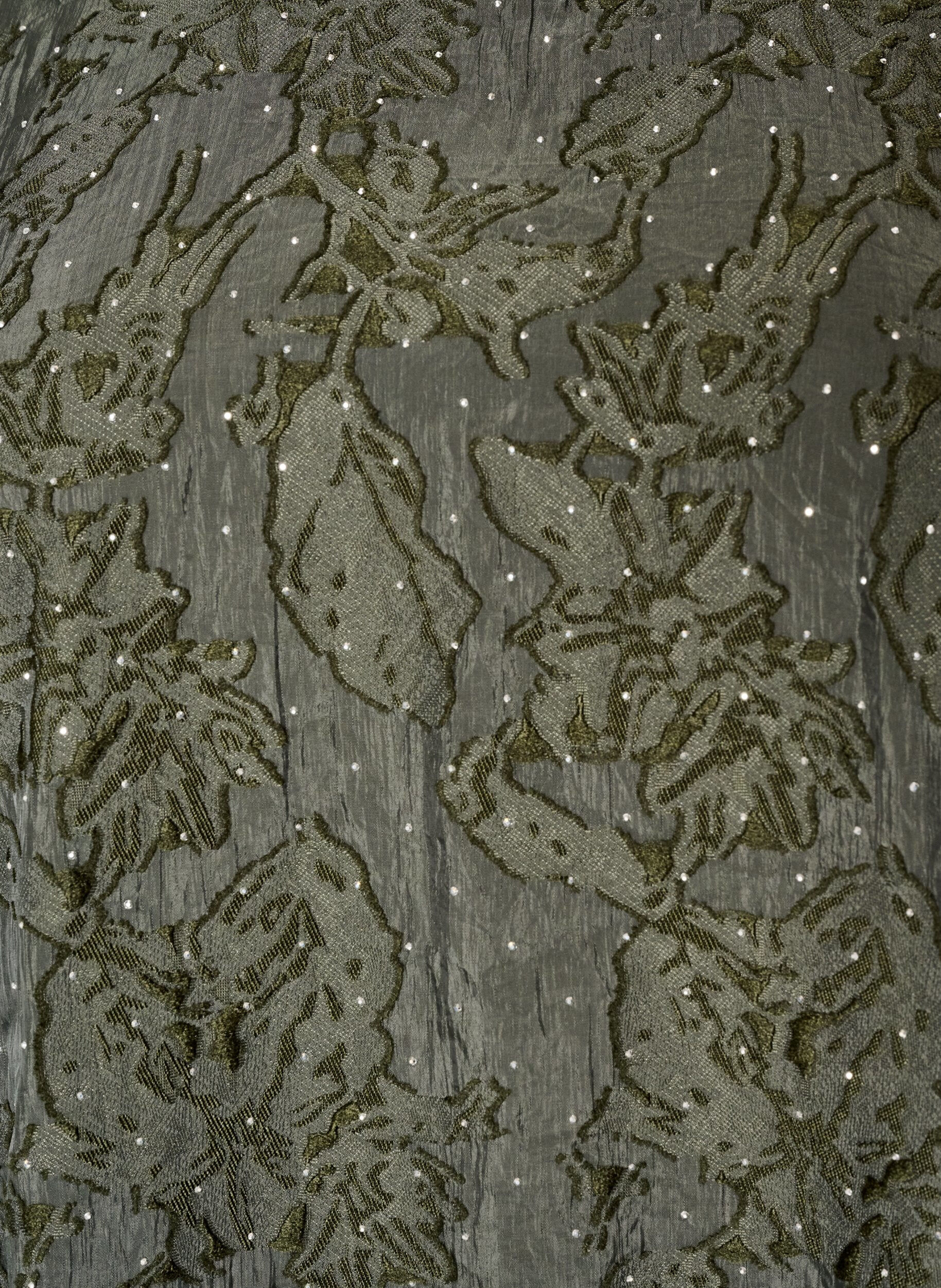 ZizziJacquard kjole med glitrende detaljer og puff ermer, Gr&oslash;nn, Packshot image number 2