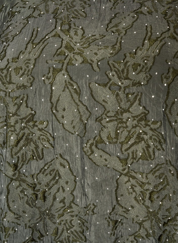 Jacquard kjole med glitrende detaljer og puff ermer, Gr&oslash;nn, Packshot image number 2