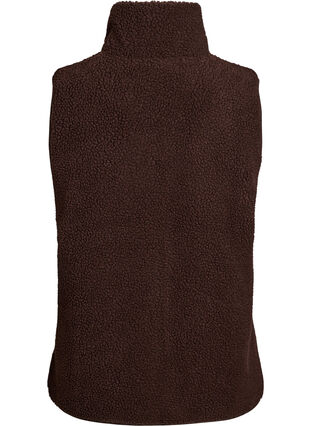 Zizzi Teddy fleece vest med glidelås og lommer, Brun, Packshot image number 1