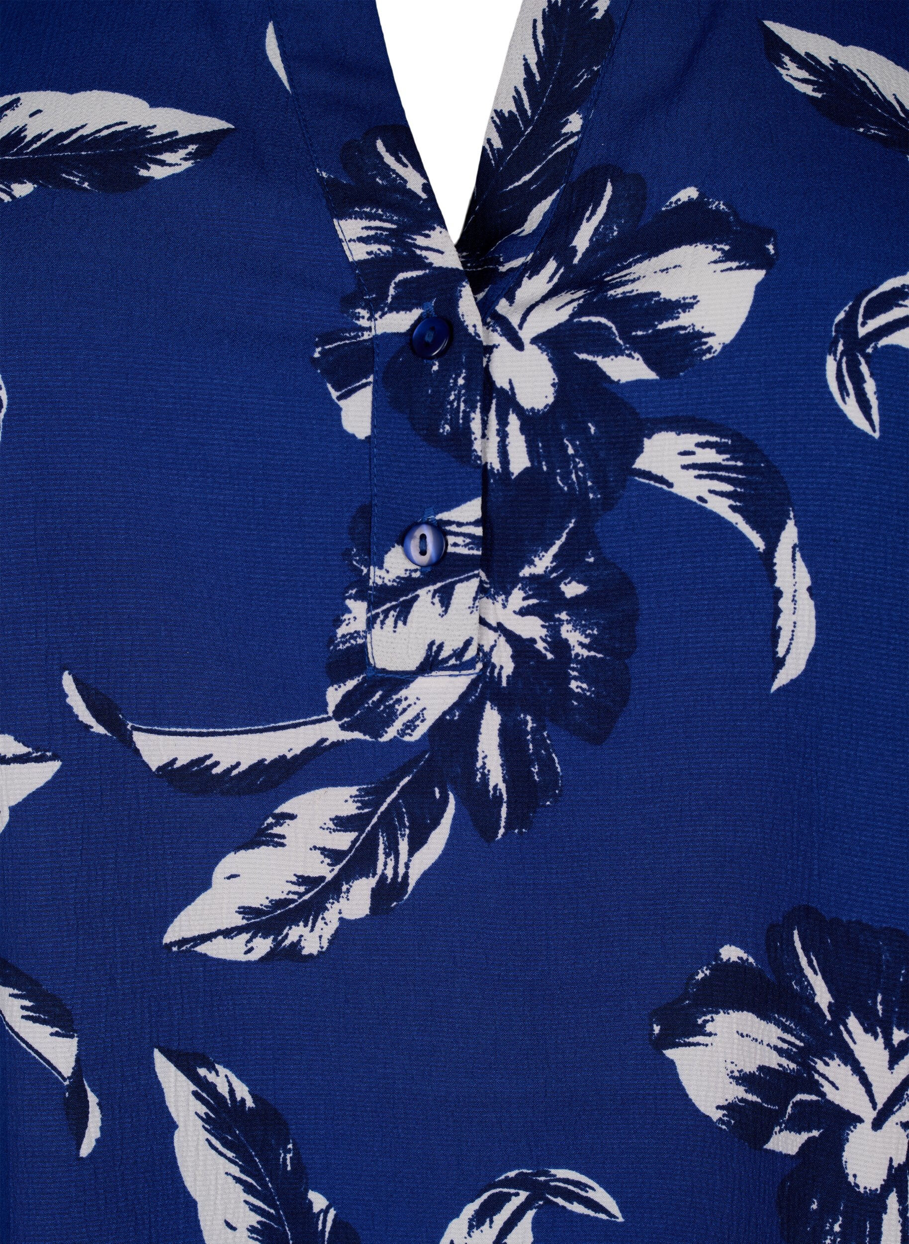 Zizzi FLASH - bluse med lange ermer og trykk, Navy Blazer Flower, Packshot image number 2