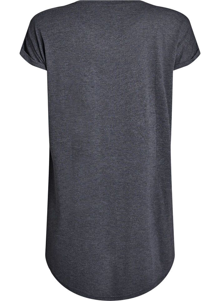 Kortermet nattkjole med teksttrykk, Svart, Packshot image number 1