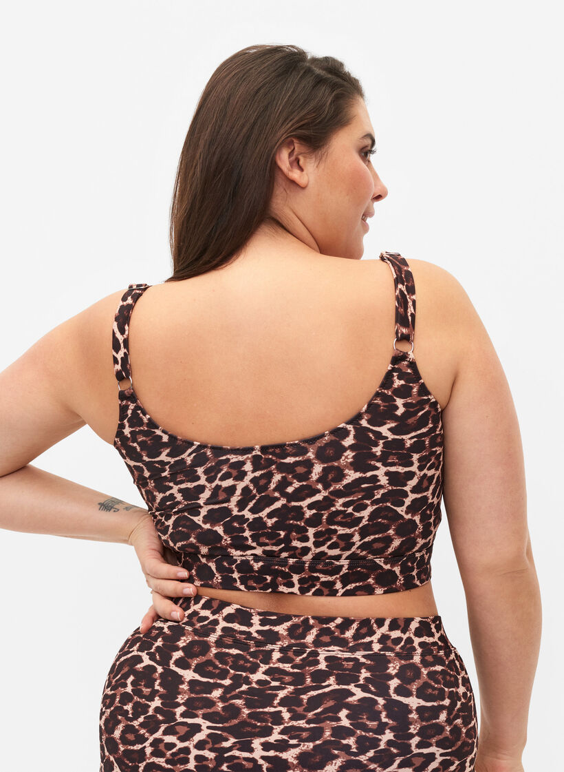 Mønstrete bikinitopp med justerbare stropper, Autentic Leopard, Model image number 1