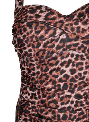 Badedrakt med drapering og polstrede kopper, Leopard, Packshot image number 2