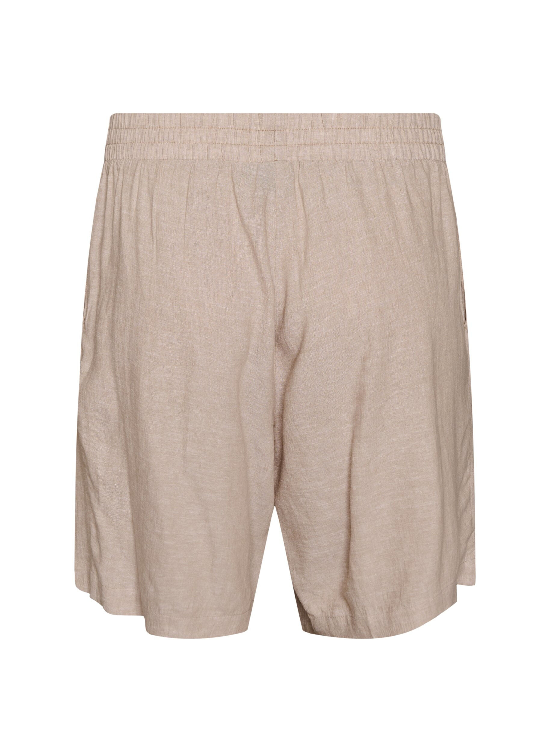 Zizzi H&oslash;ymidjede shorts i lin og viskose, Beige, Packshot image number 1