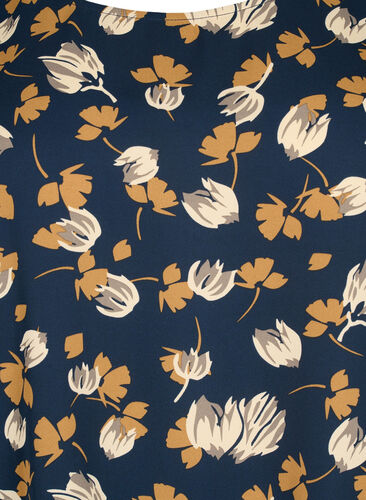 FLASH - Bluse med lange ermer og trykk	, Navy Brown Flower, Packshot image number 2