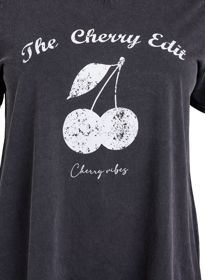 &Oslash;kologisk bomulls-T-skjorte med trykk, Gr&aring;, Packshot image number 2