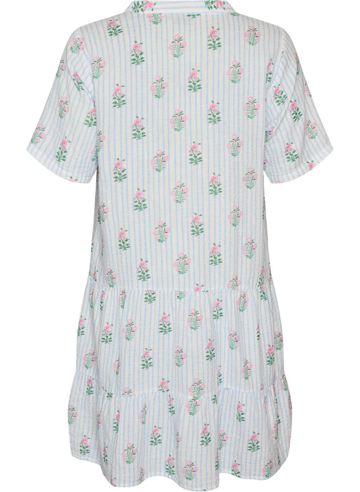 Kort A-linjekjole i bomullsmuslin, Vanilje, Packshot image number 1