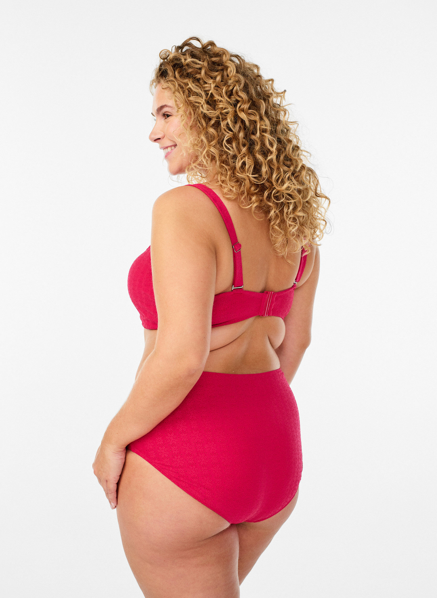 Zizzi Bikinitruse med teksturert m&oslash;nster og regular waist, Rosa, Model image number 1