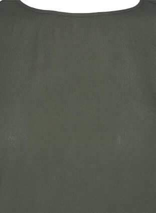 Viskosebluse med 3/4-ermer og smock, Thyme, Packshot image number 2