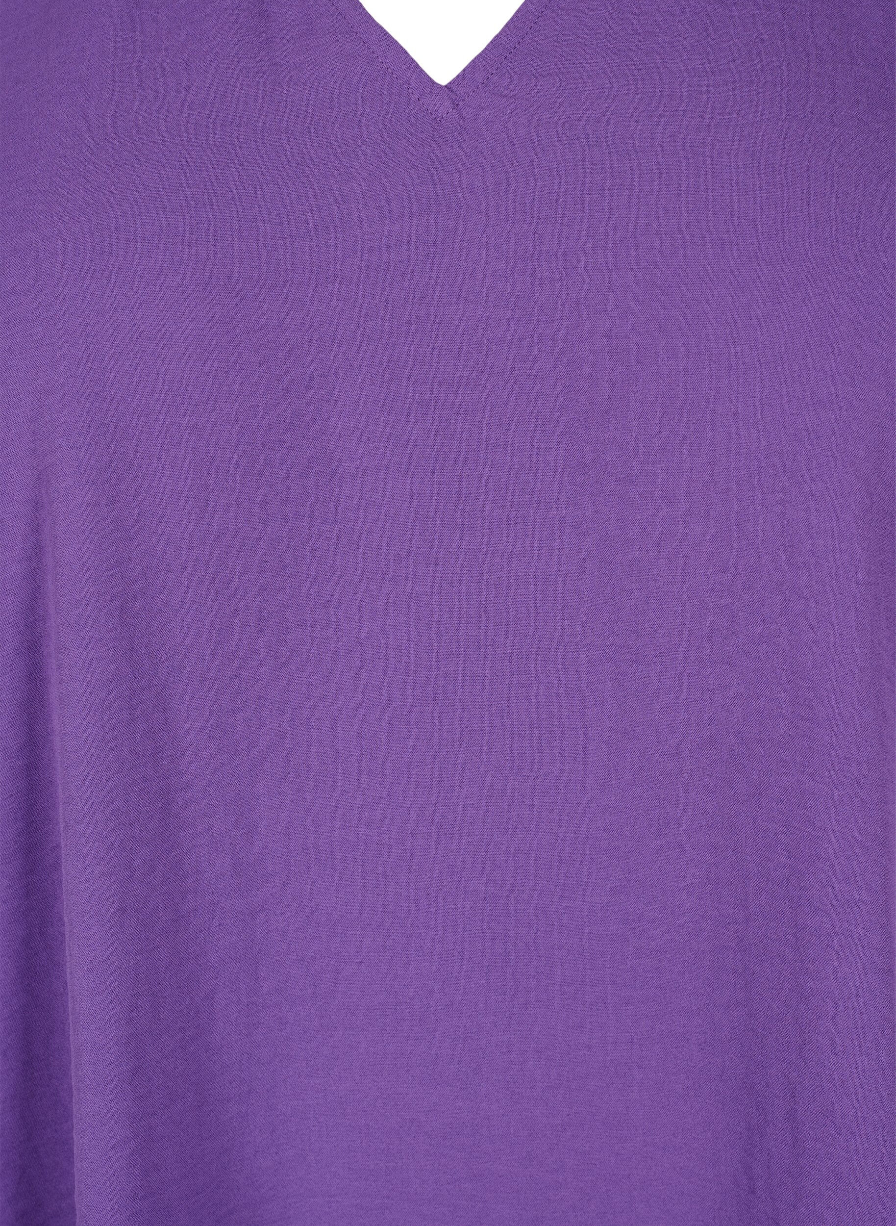 Zizzi Bluse med V-hals og lange ermer, Pansy, Packshot image number 2