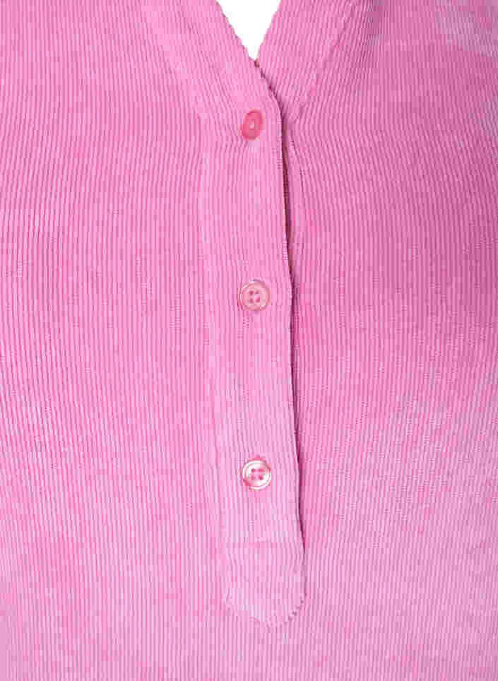 Fløyelskjole med 3/4-ermer og knapper, Begonia Pink, Packshot image number 2