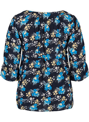 Blomstrete viskosebluse til gravide, Blue Flower AOP, Packshot image number 1