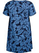 Kort A-linje kjole med blomstertrykk, Bl&aring;, Packshot image number 1