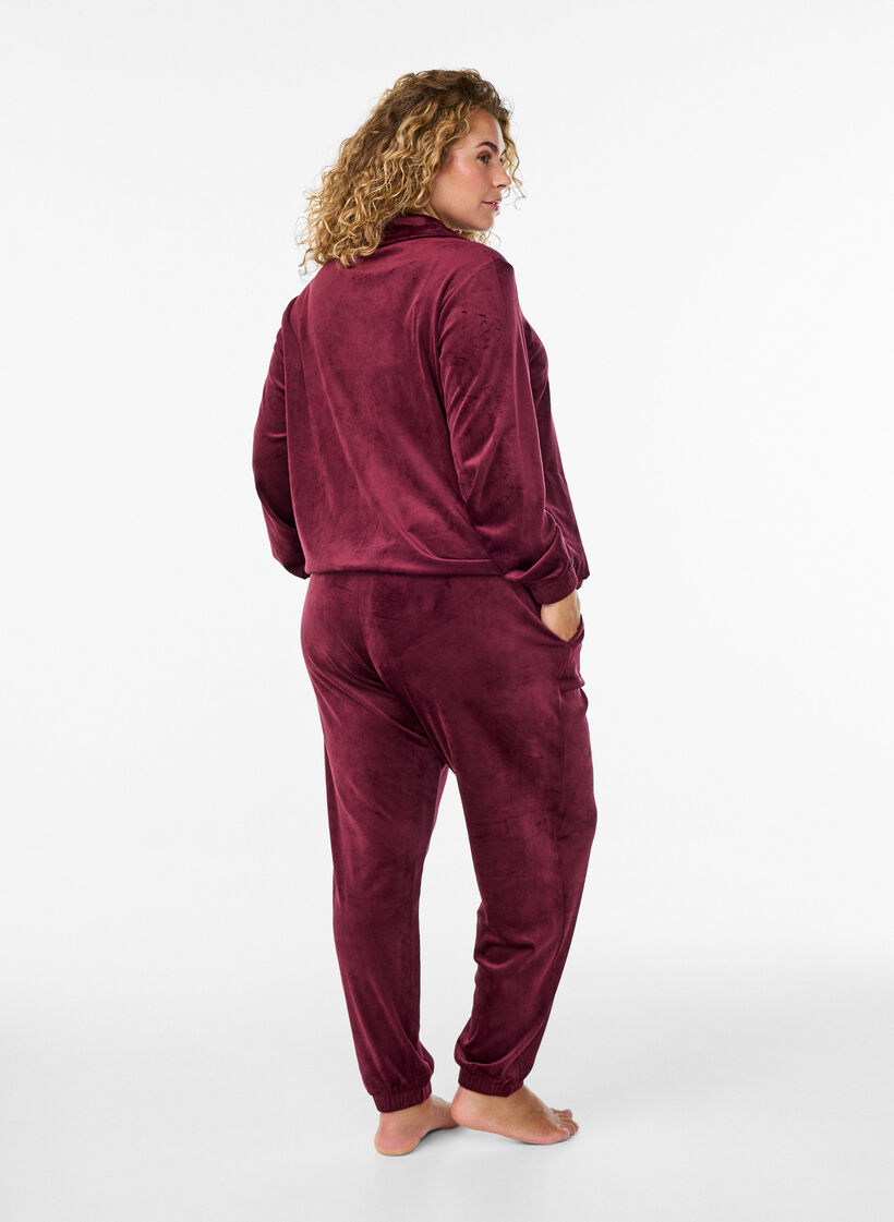 Ledige bukser i fl&oslash;yel, R&oslash;d, Model image number 1
