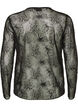 Bluse i mesh med blomster og paljetter, Svart, Packshot image number 1